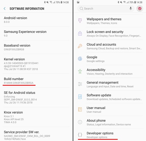 activar las opciones de desarrollador android