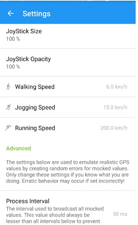 GPS Joystick Settings 