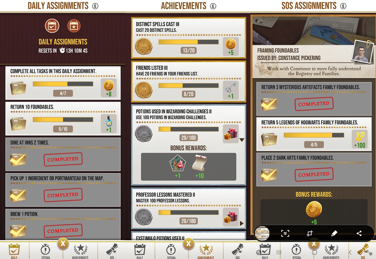 rewards Summary for leveling up