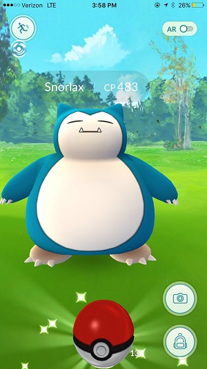 pokemon go snorlax encounter