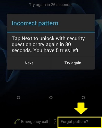 android forgot pattern lock