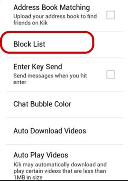 step 4 to block someone on Kik