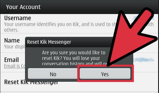Schritt 4 zum Zurücksetzen des Kik-Passworts