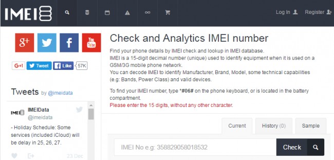 Blacklist für IMEI-Mobiltelefon überprüfen