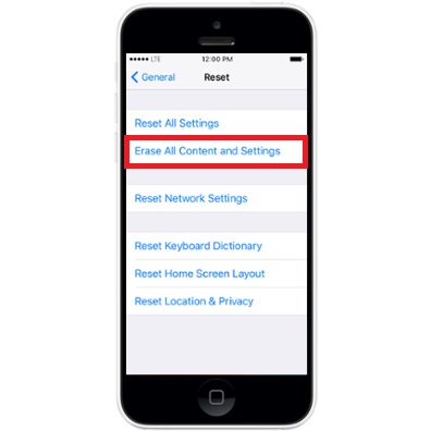 how to reset iphone 5c