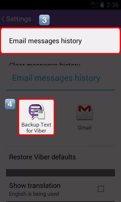 backing up text for Viber