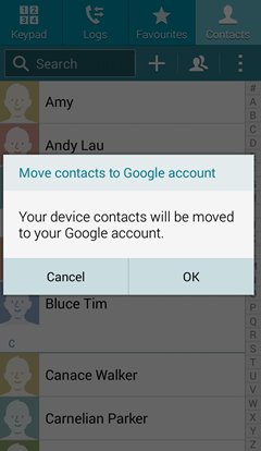 samsung move contacts to google account