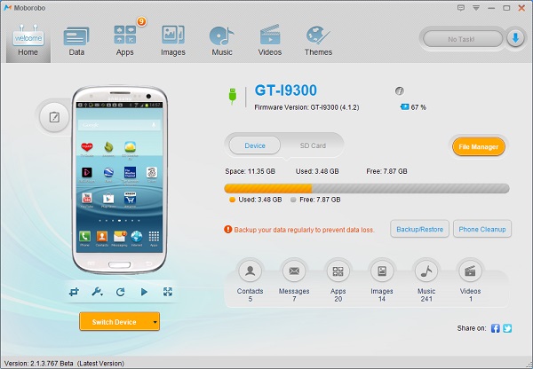 software di backup Samsung - moborobo