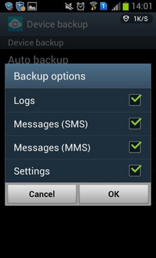 samsung account backup restore message