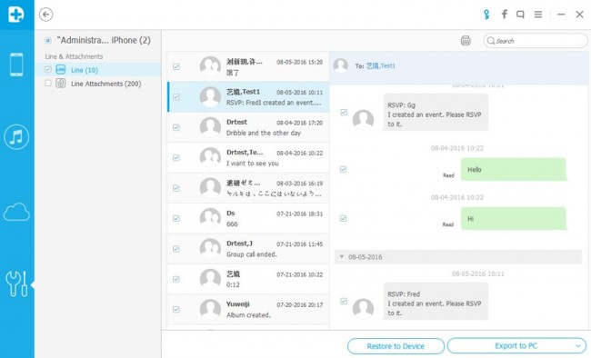 preview line chats backup