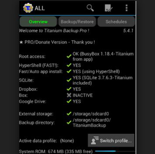titanium backup android app and app data