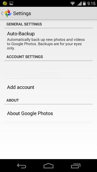 sauvegarde automatique des photos d'Android