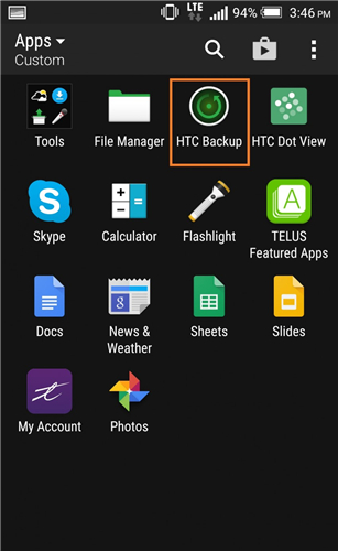 how to use htc backup