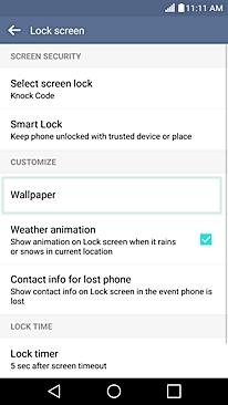 impostazione dello schermo di blocco LG G4 