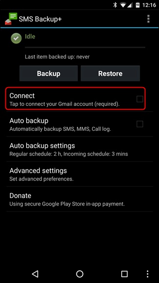 Backup Android SMS - Verbinden