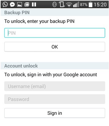 sbloccare LG Phone-inserire PIN di backup