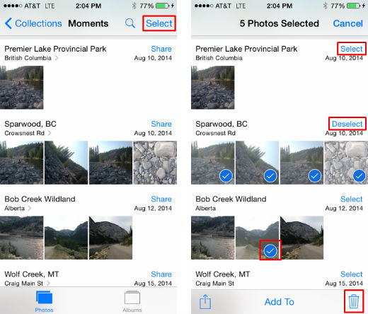 wie Sie Fotos vom iPhone löschen-auswählen