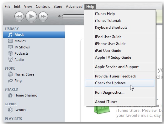 update to the latest version of itunes