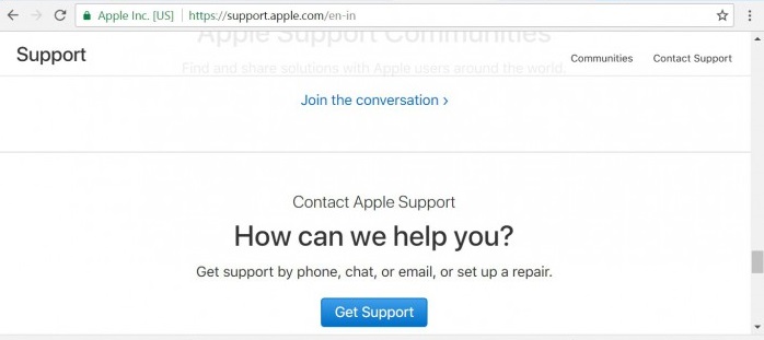 Contactez le support d'Apple