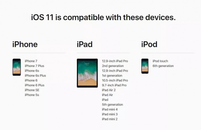 dispositivos compatibles con iOS 11
