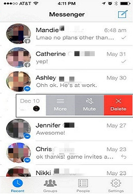 borrar conversaciones de facebook en iOS