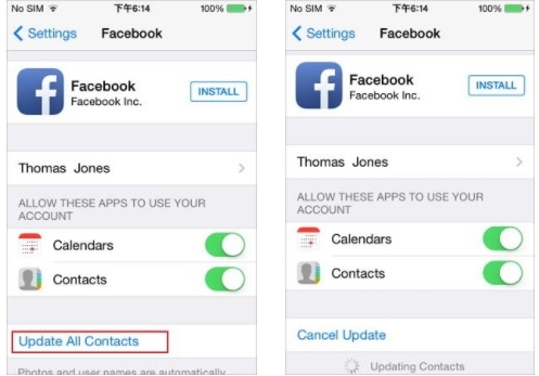 sincronizar contactos de facebook