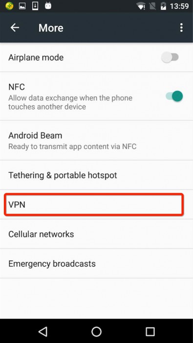 trouver “VPN”