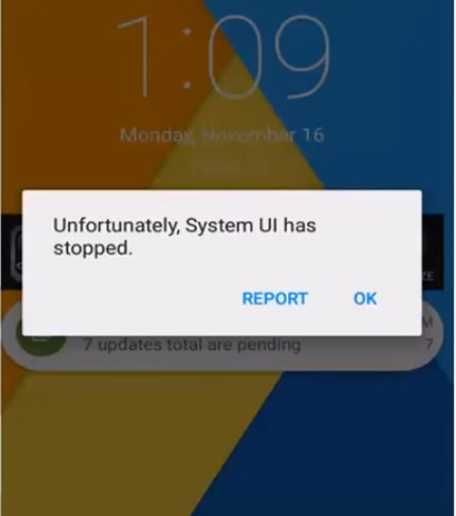 Android unfortunately system ui has stopped