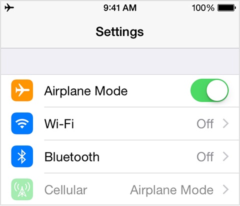 turn on airplane mode