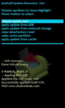 pantalla azul de la muerte en android-modo de recuperación