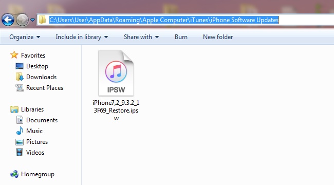 ipsw-Datei auf dem Computer löschen