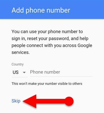 umgehen der gmail-telefonverifizierung – auf „überspringen“ klicken