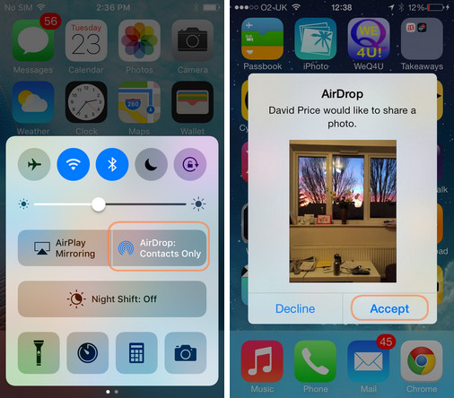  trasferisci le foto iphone a ipad usando airdrop 