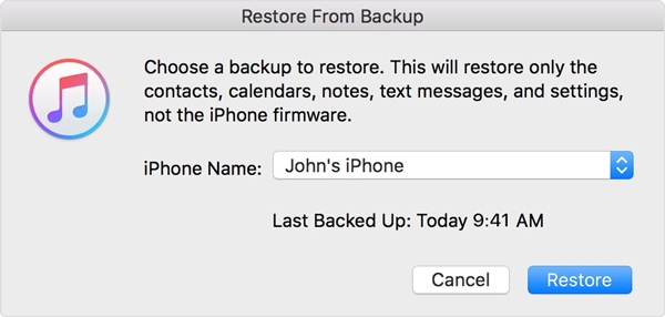 restore itunes backup after ios 11 update