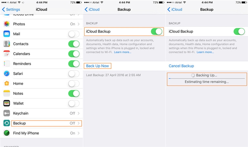 how to backup iphone to icloud on iphone