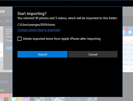 start importing from iphone