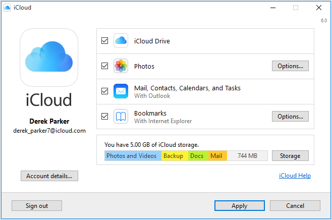 icloud dans windows 7