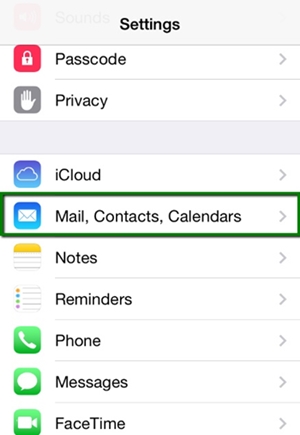 e-mail, contacts, paramètres de calendrier sur iphone