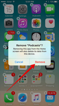 Supprimer des applications sur l'iPhone 8 à partir de l'écran d'accueil