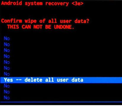 factory reset wipe data