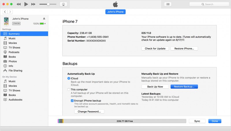 Daten aus einem iTunes Backup wiederherstellen - wählen Sie "Backup wiederherstellen"
