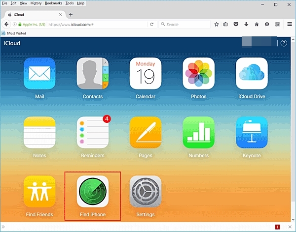 Desbloquea el código de acceso de iPhone con iCloud-haz clic en “Buscar iPhone”