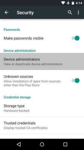ajustes de seguridad de android