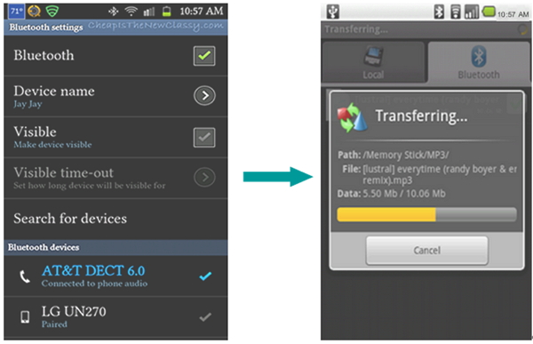 cómo transferir desde un Android a otro Android -Bluetooth 