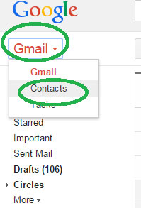 apri Gmail e clicca sull'opzione Contatti