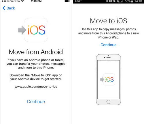 Starten Sie die 'Move to iOS'-App
