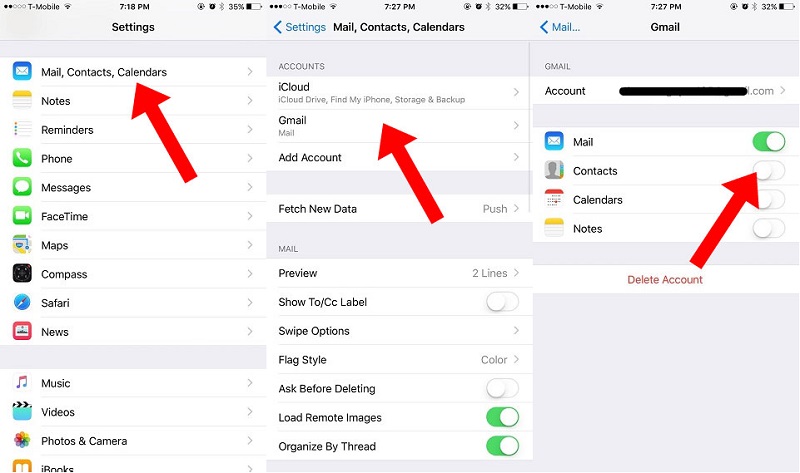 sincronizzare i contatti iPhone con Gmail