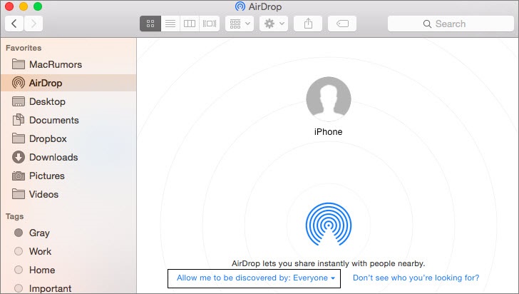 Zur Airdrop-App auf dem Mac gehen - mit Mac verbinden