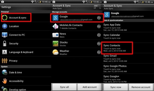 synchroniser les contacts de l'iphone avec samsung via un compte google