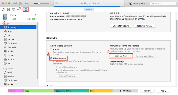 efetuar backup de mensagens do iphone para o computador